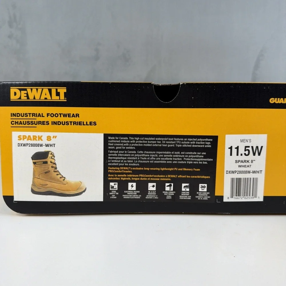 DeWalt Spark 8" Work Boots Mens 11.5W Steel Toe Waterproof New Box - Picture 10 of 10